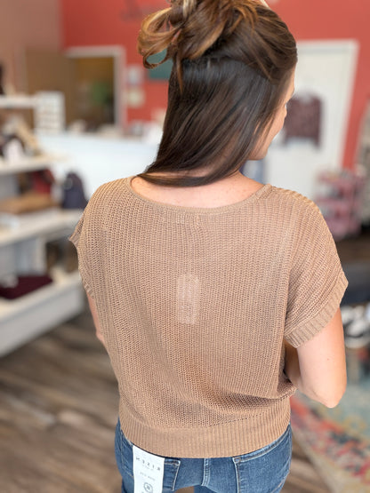 Tan Knit Short Sleeve