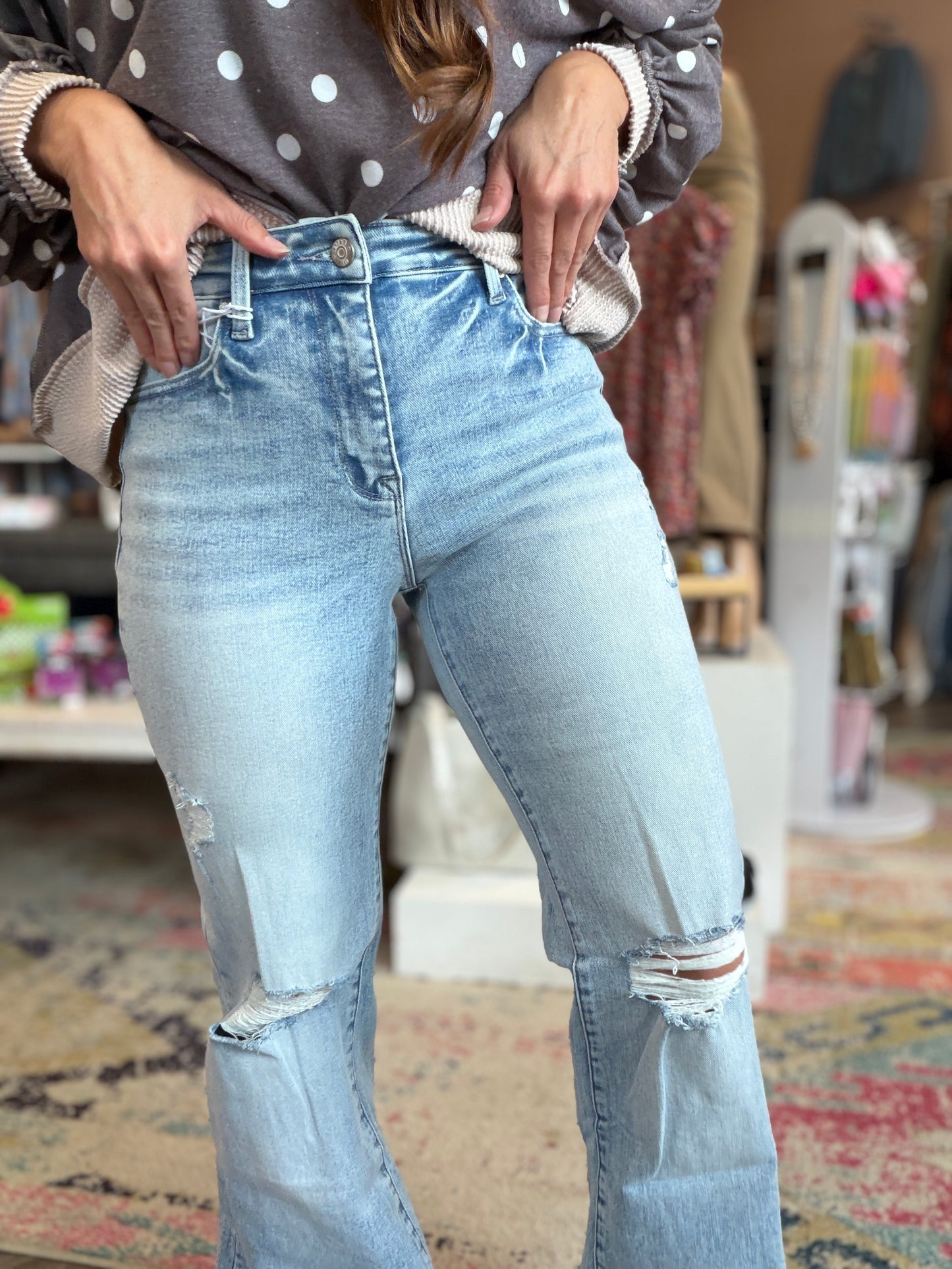 Sandy High Rise Stretch Flare Jeans