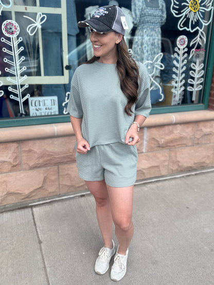 Sage Striped Lounge Set