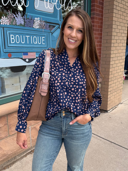 Suki V-Neck Printed Blouse
