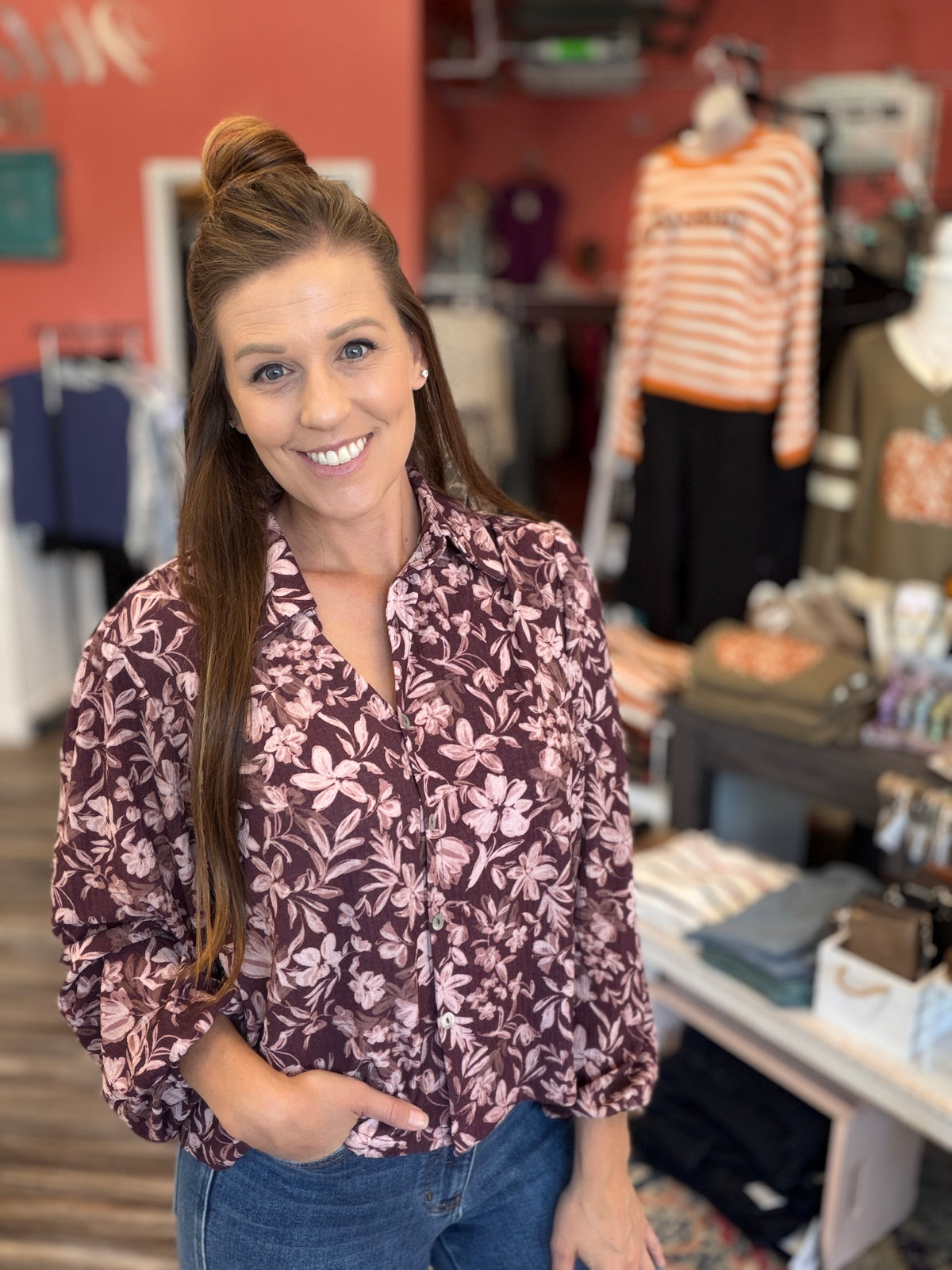 Floral Gauze Long Sleeve