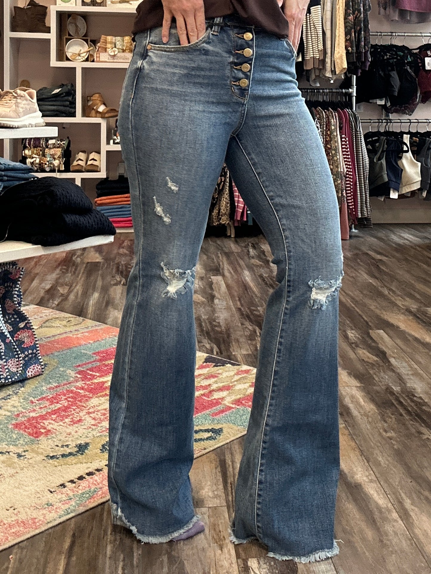 Patti Button Fly Fray Hem