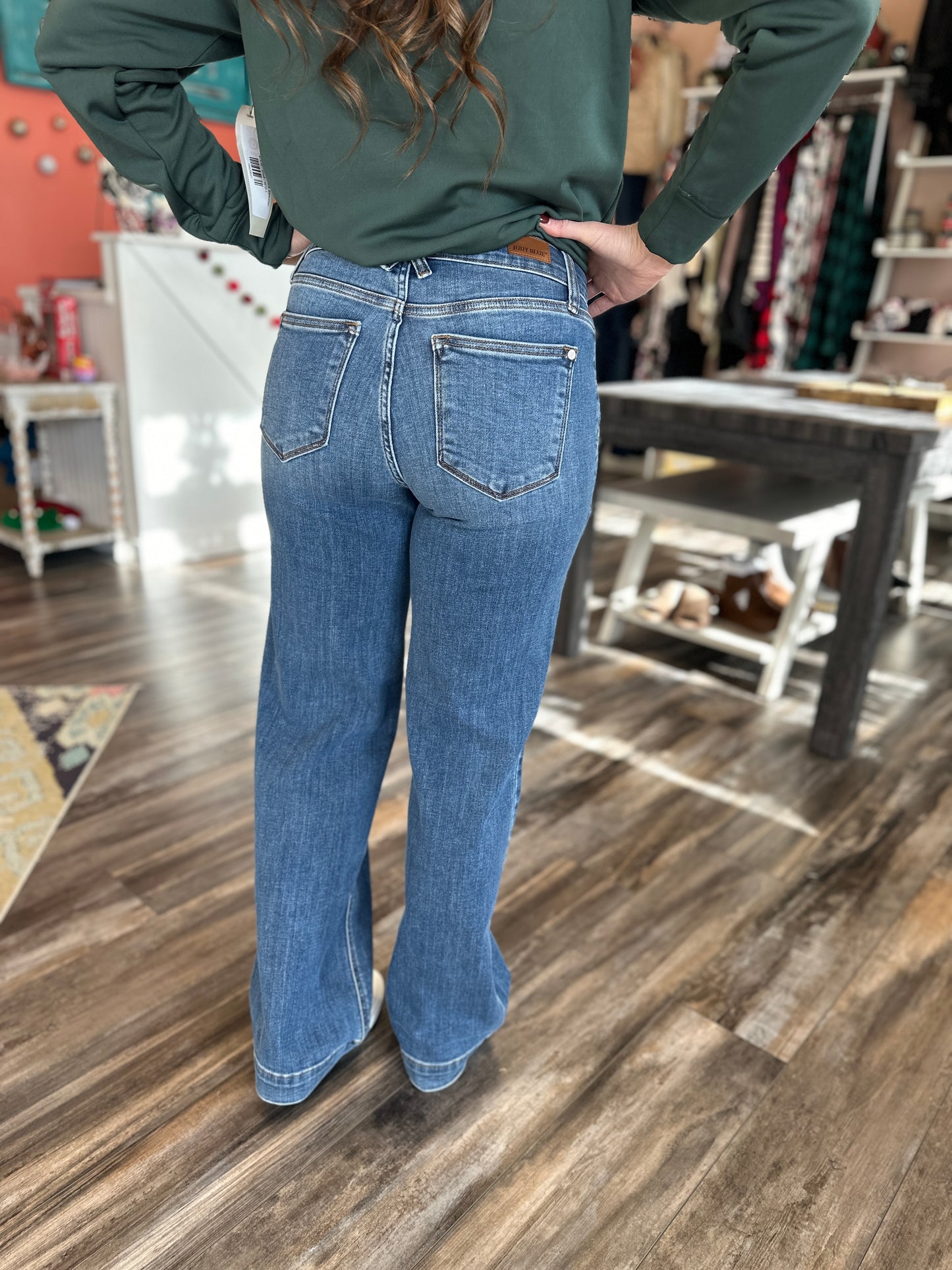 Brittany Double Button Wide Leg Jeans