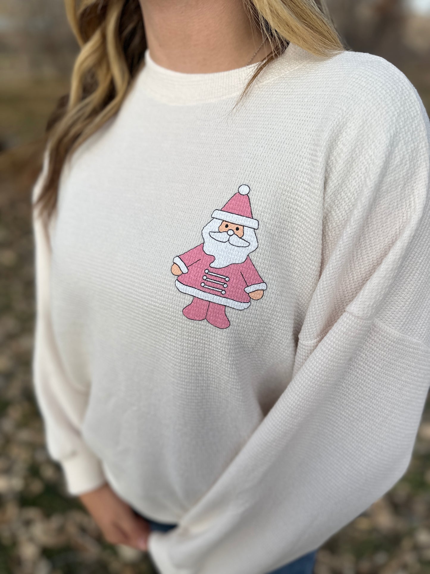 "Santa" Cookie Graphic Knit Sweatshirt