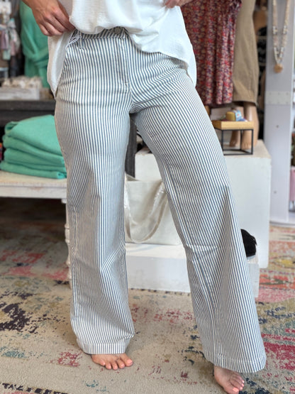 Blue Stripe Slim Palazzo Jeans