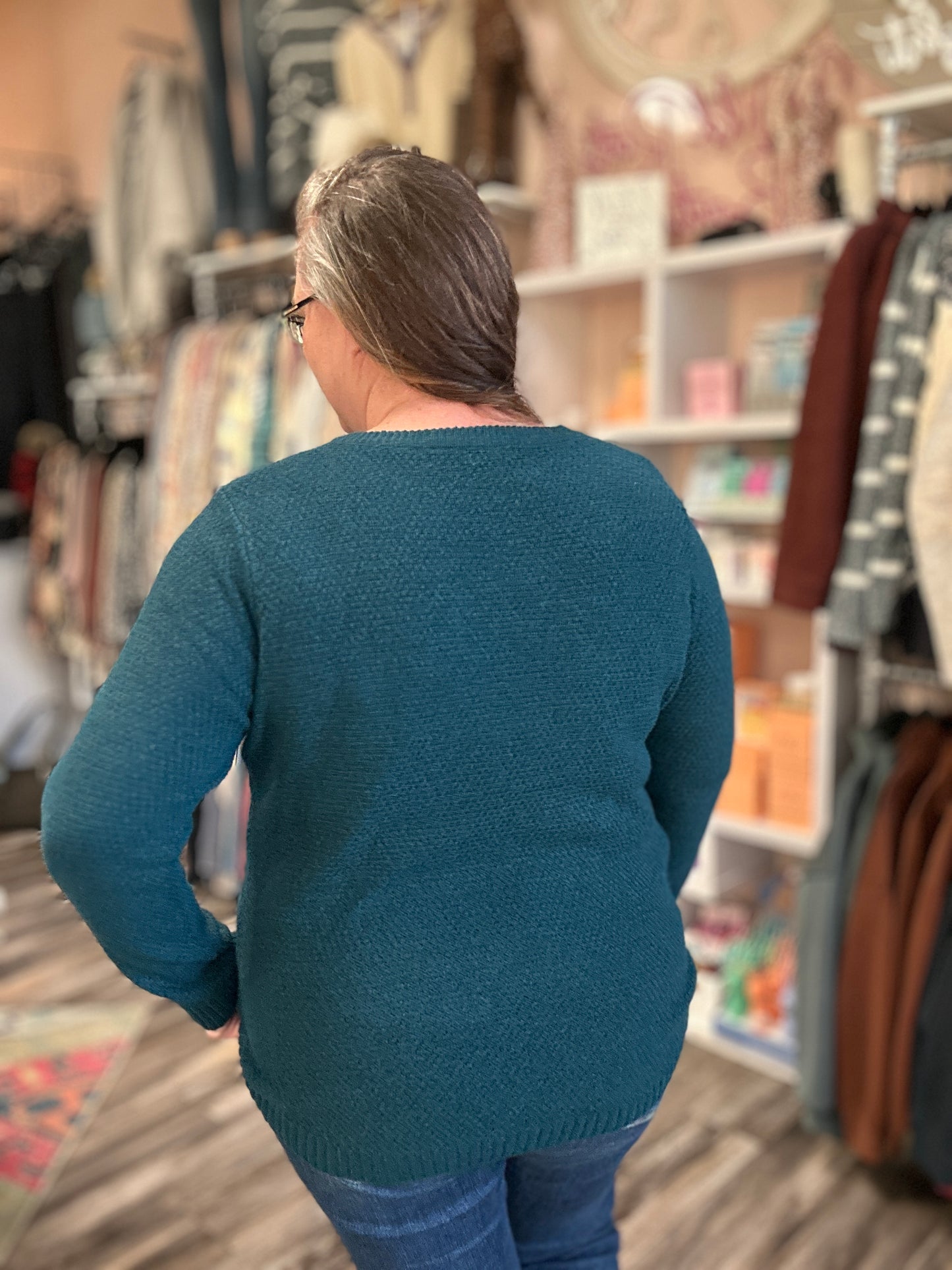 Teal Textured Pullover