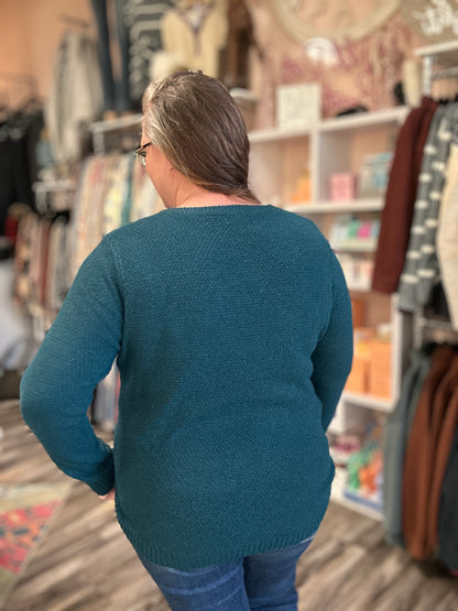 Teal Textured Pullover