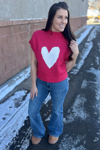 Heart Short Sleeve Sweater