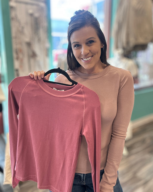 Ribbed Crew Neck Long Sleeve