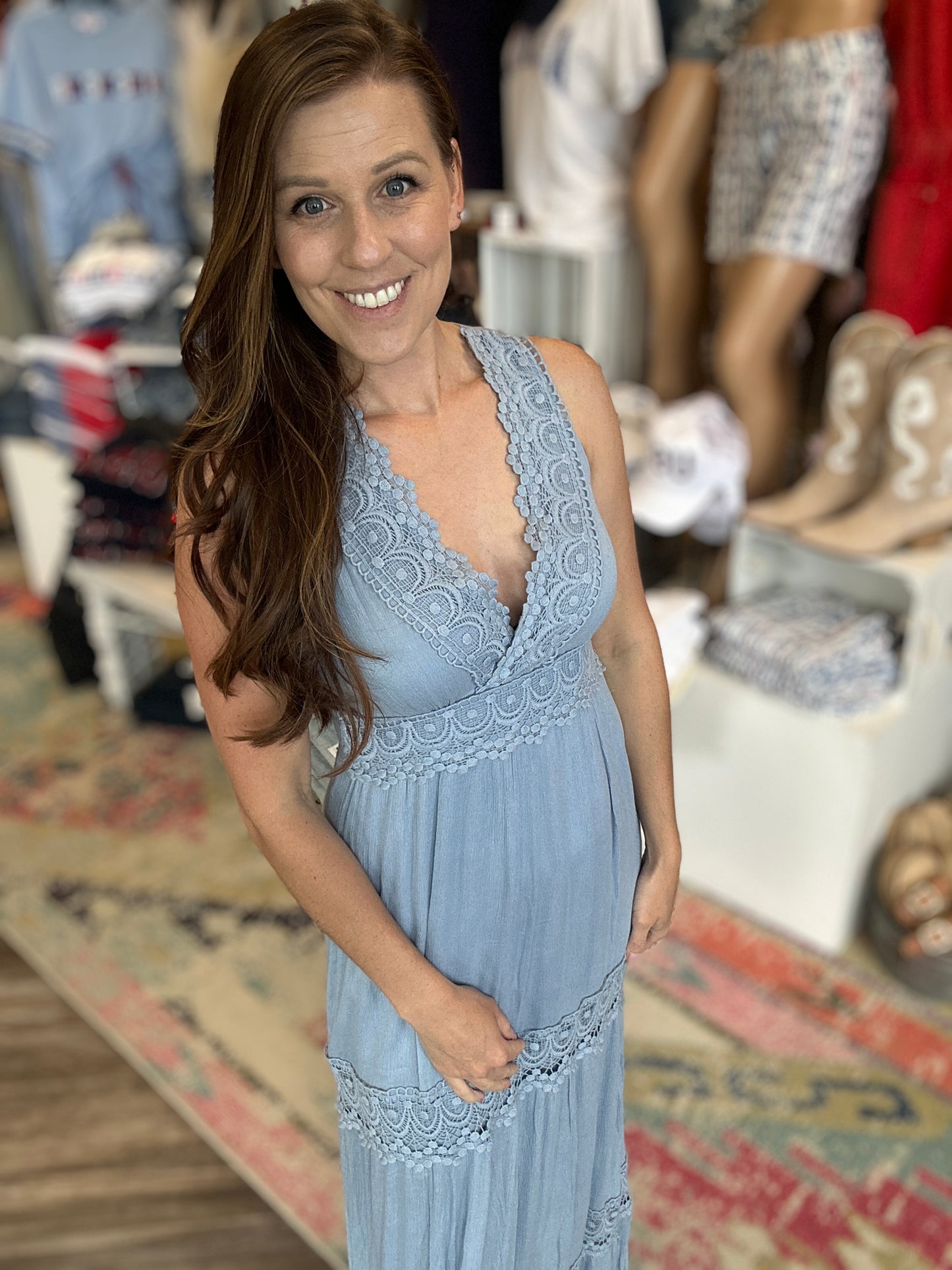 Sky Blue Crochet Maxi