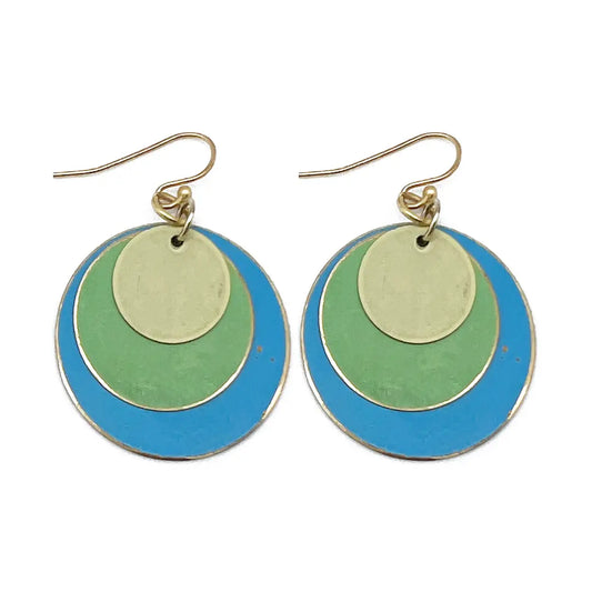 Patina Teardrop Earrings Blue and Green