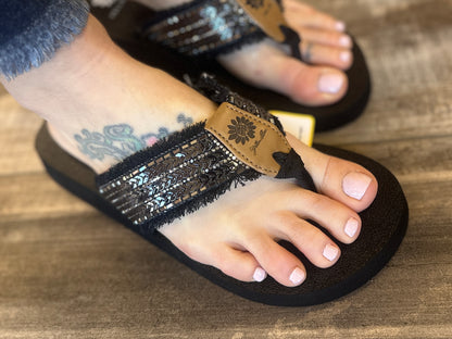 Black Sparkle Flip Flop