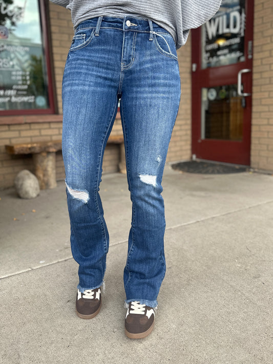 "Kenzie" Distressed Baby Bootcut Jeans