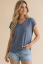 V Neck Cap Sleeve Knit Top