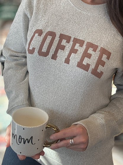 "Coffee" Puff Knit Pullover