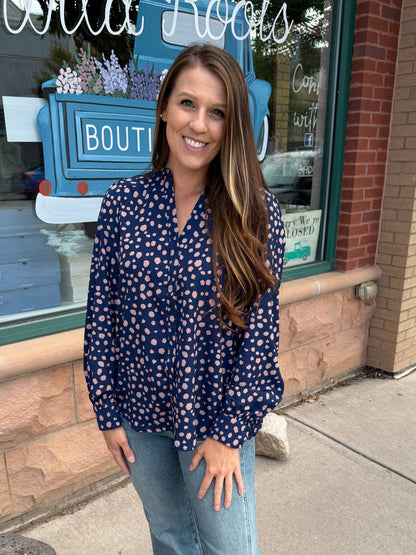 Suki V-Neck Printed Blouse