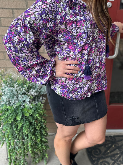 Purple Boho Flower Blouse