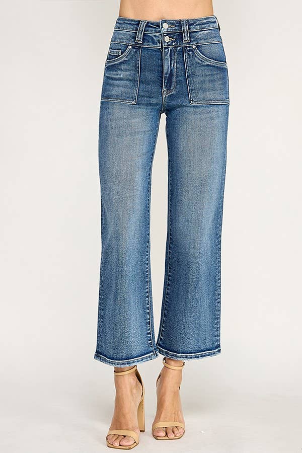 Violeta Patch Pocket Wide Leg Jeans