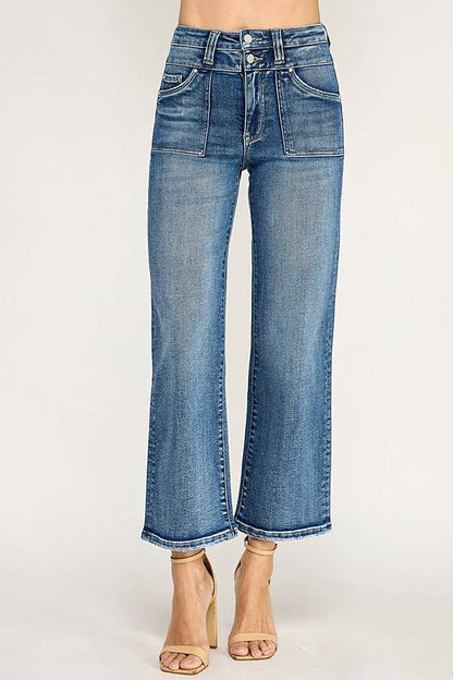 Violeta Patch Pocket Wide Leg Jeans