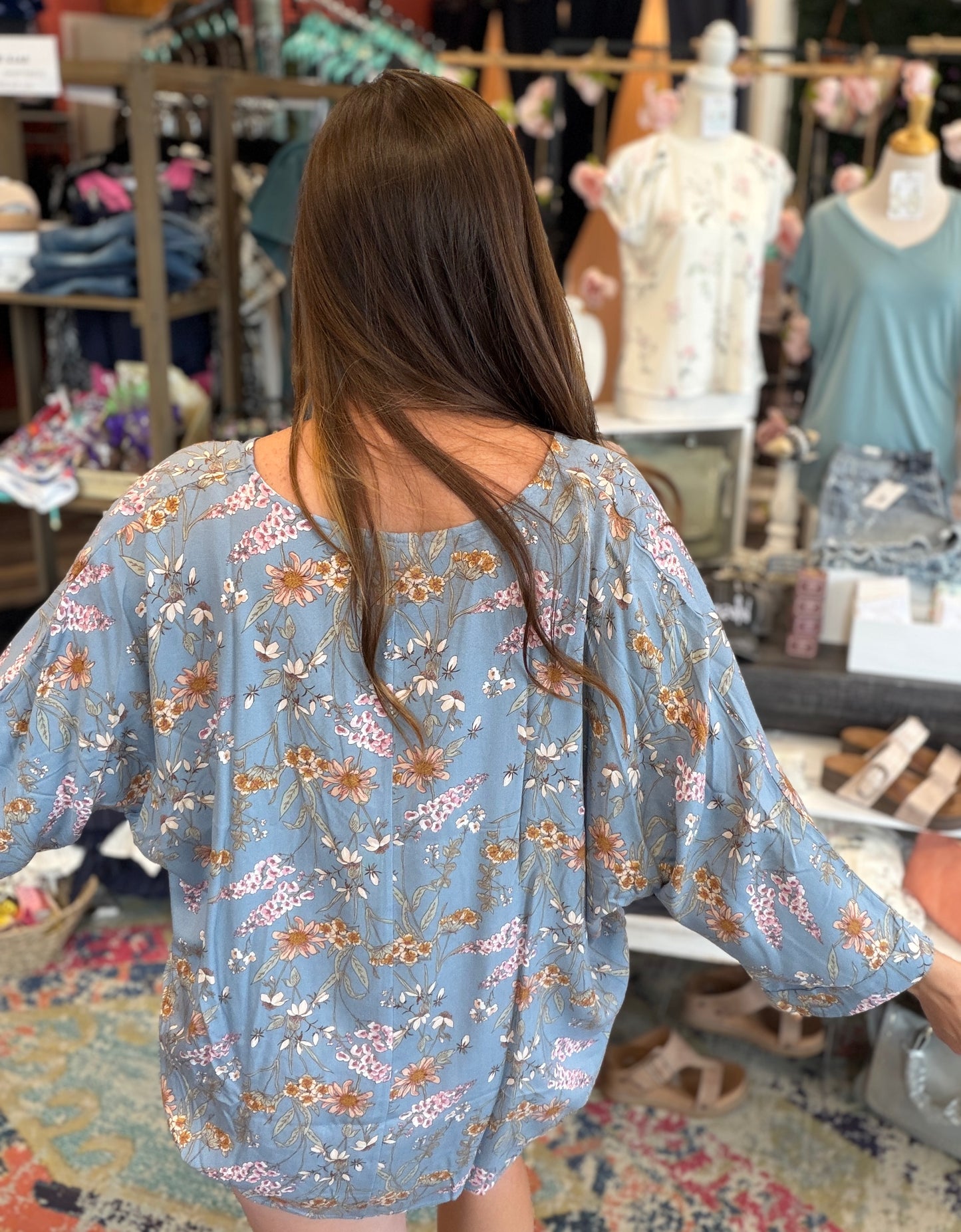 Light Blue Floral Blouse
