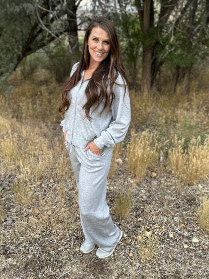 Heather Grey Zip Up Sweater