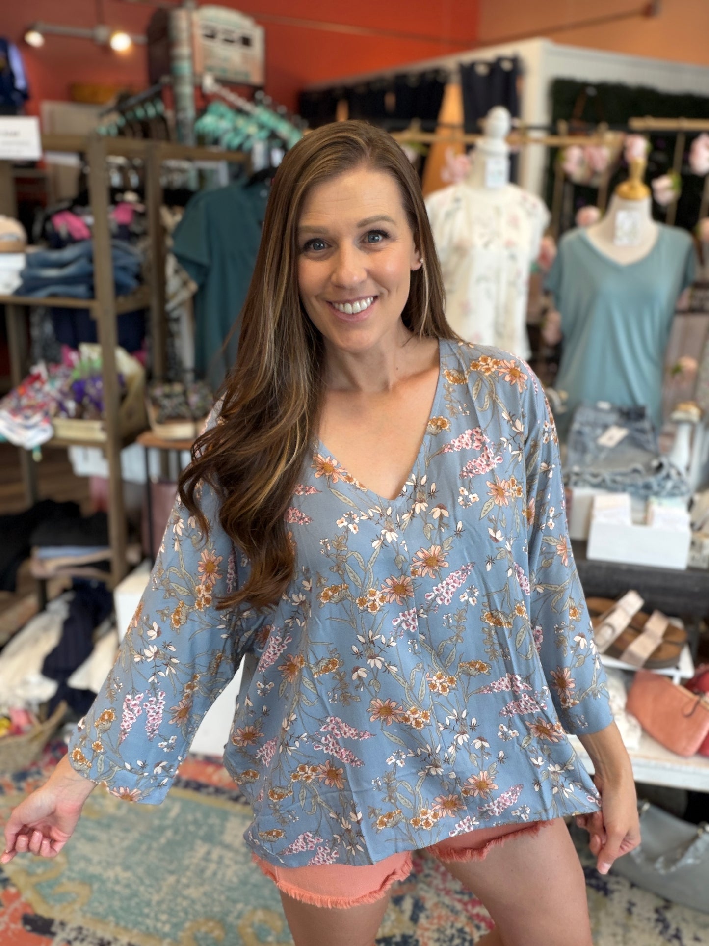 Light Blue Floral Blouse