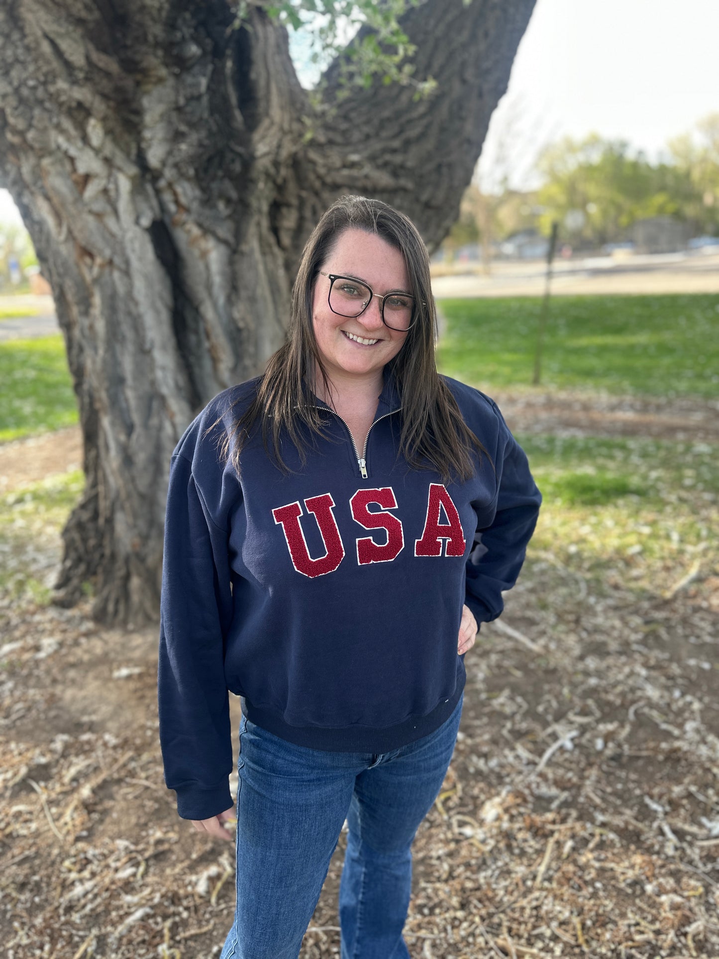 Navy USA 3/4 Zip Pullover