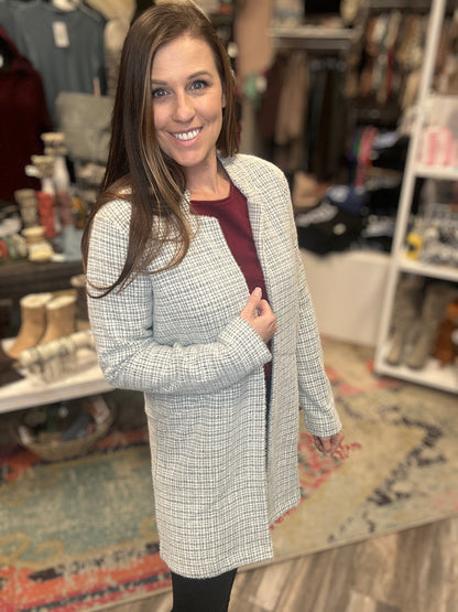 Grey Houndstooth Cardigan
