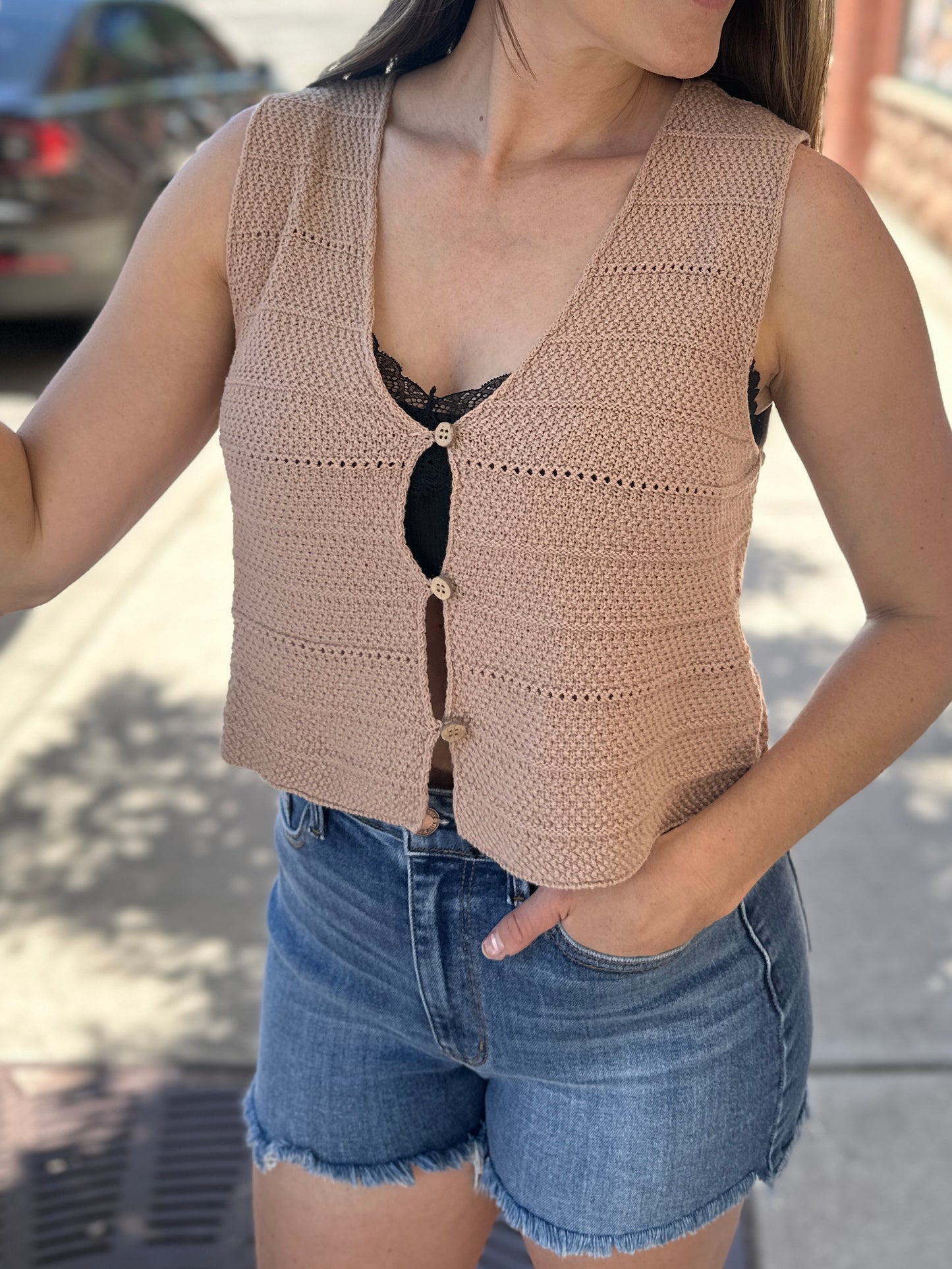 Knit Button Up Vest