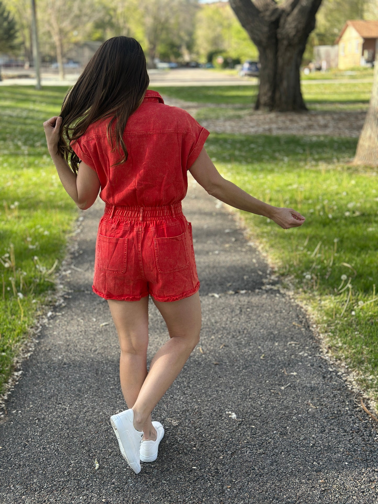 Pocketed Denim Romper
