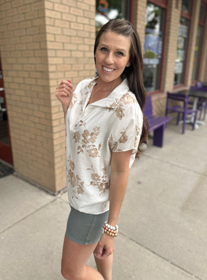 Mocha Floral Short Sleeve