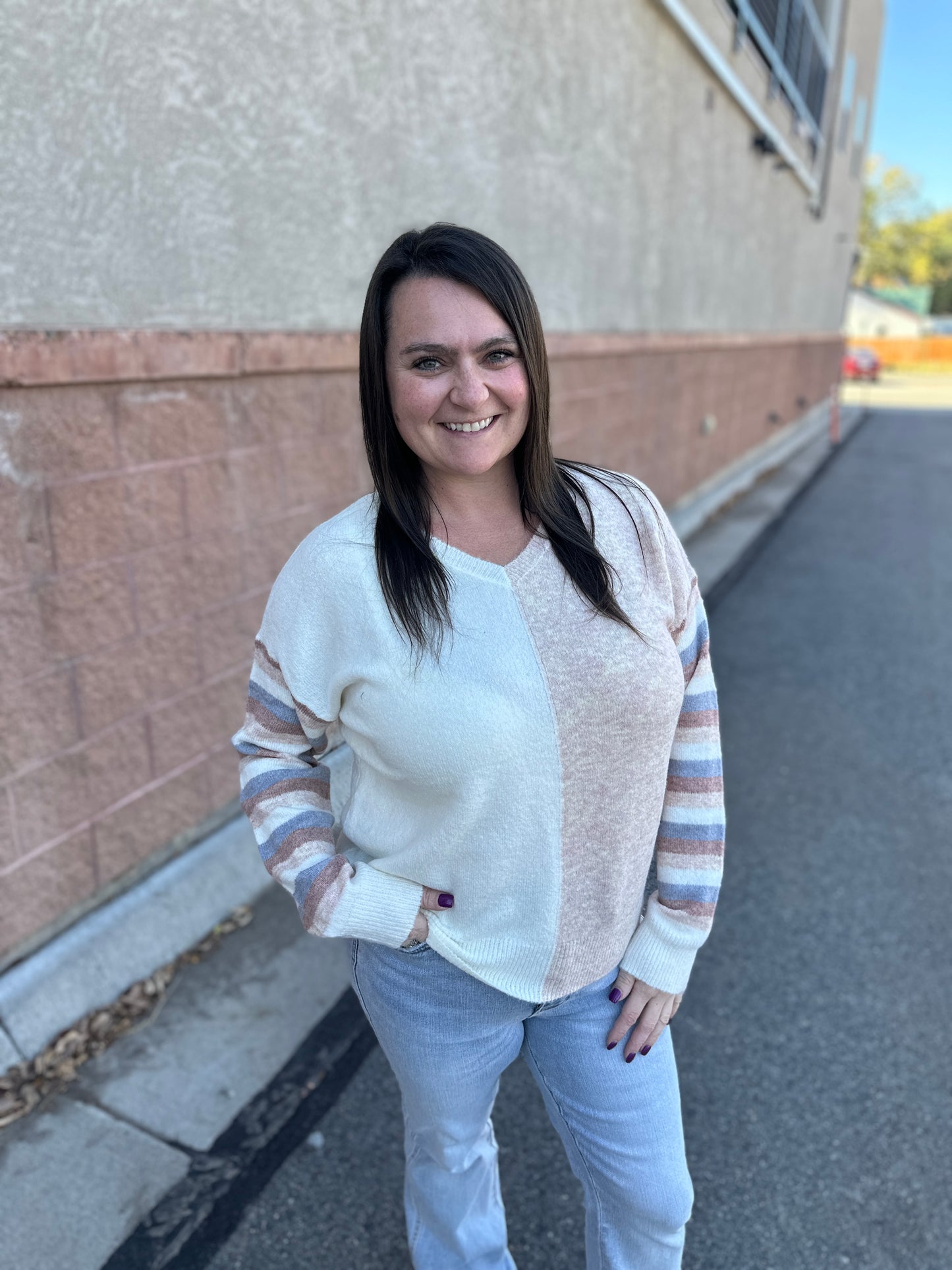 Colorblock and Striped Sweater