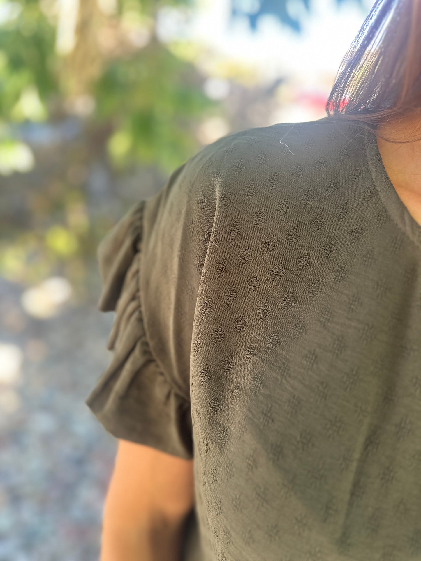 Solid Ruffle Short Sleeve