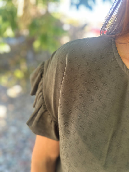 Solid Ruffle Short Sleeve