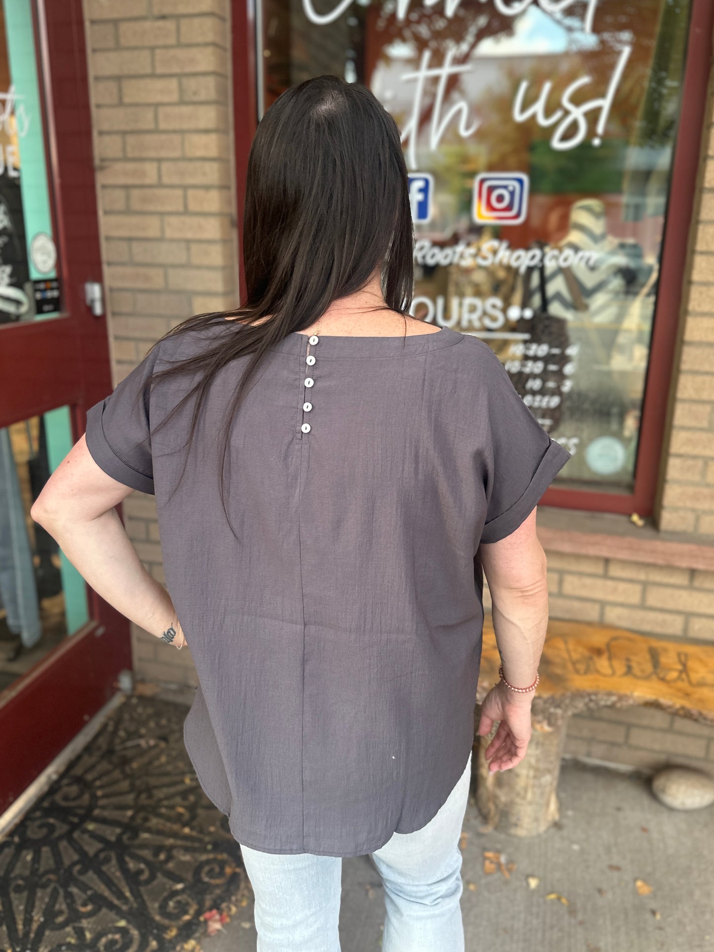 Charcoal Dolman Short Sleeve