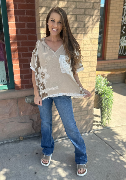 Crochet Oversized Short Sleeve Hoodie