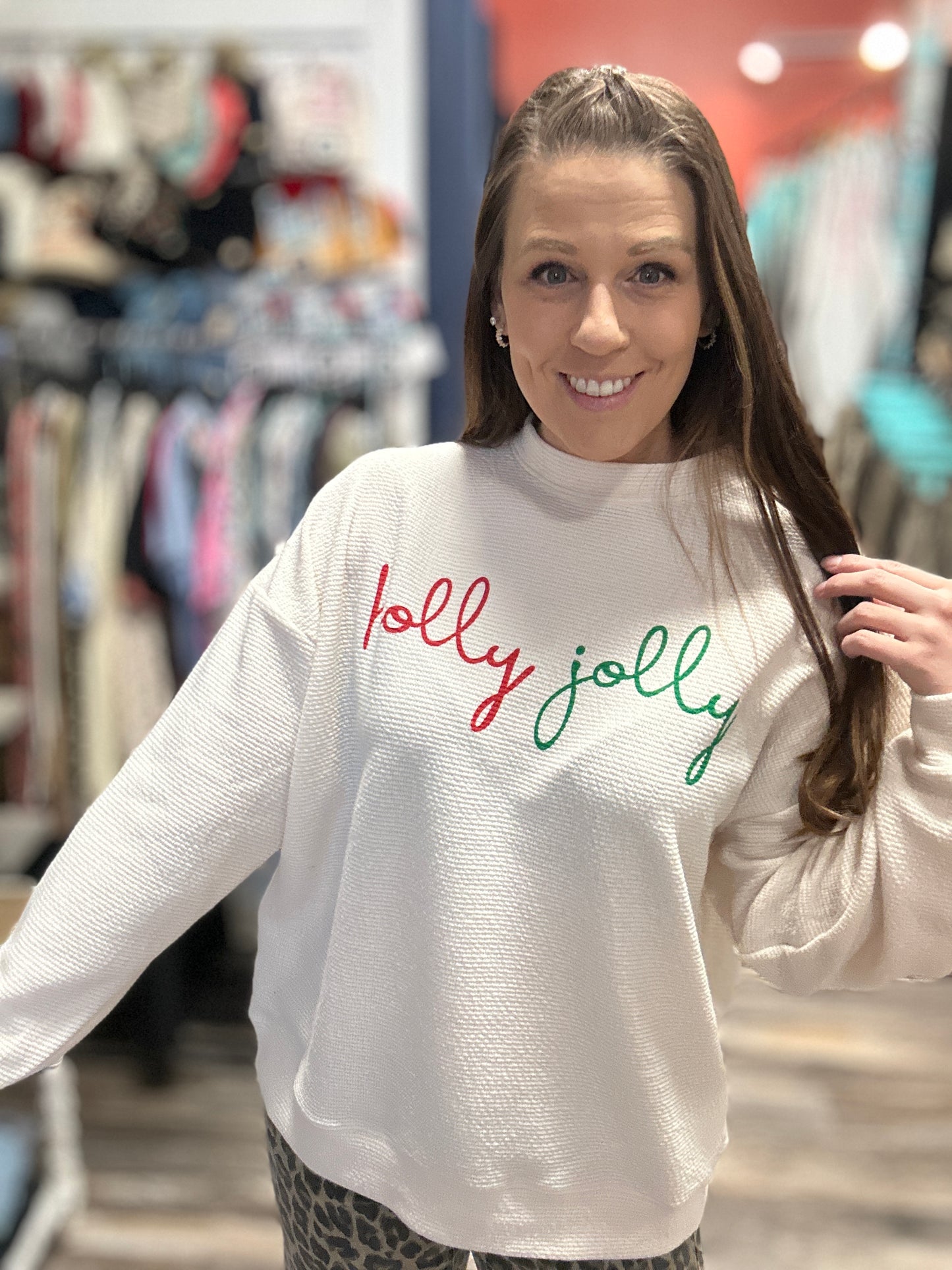 Cream Holly Jolly Cloudy Knit Long Sleeve