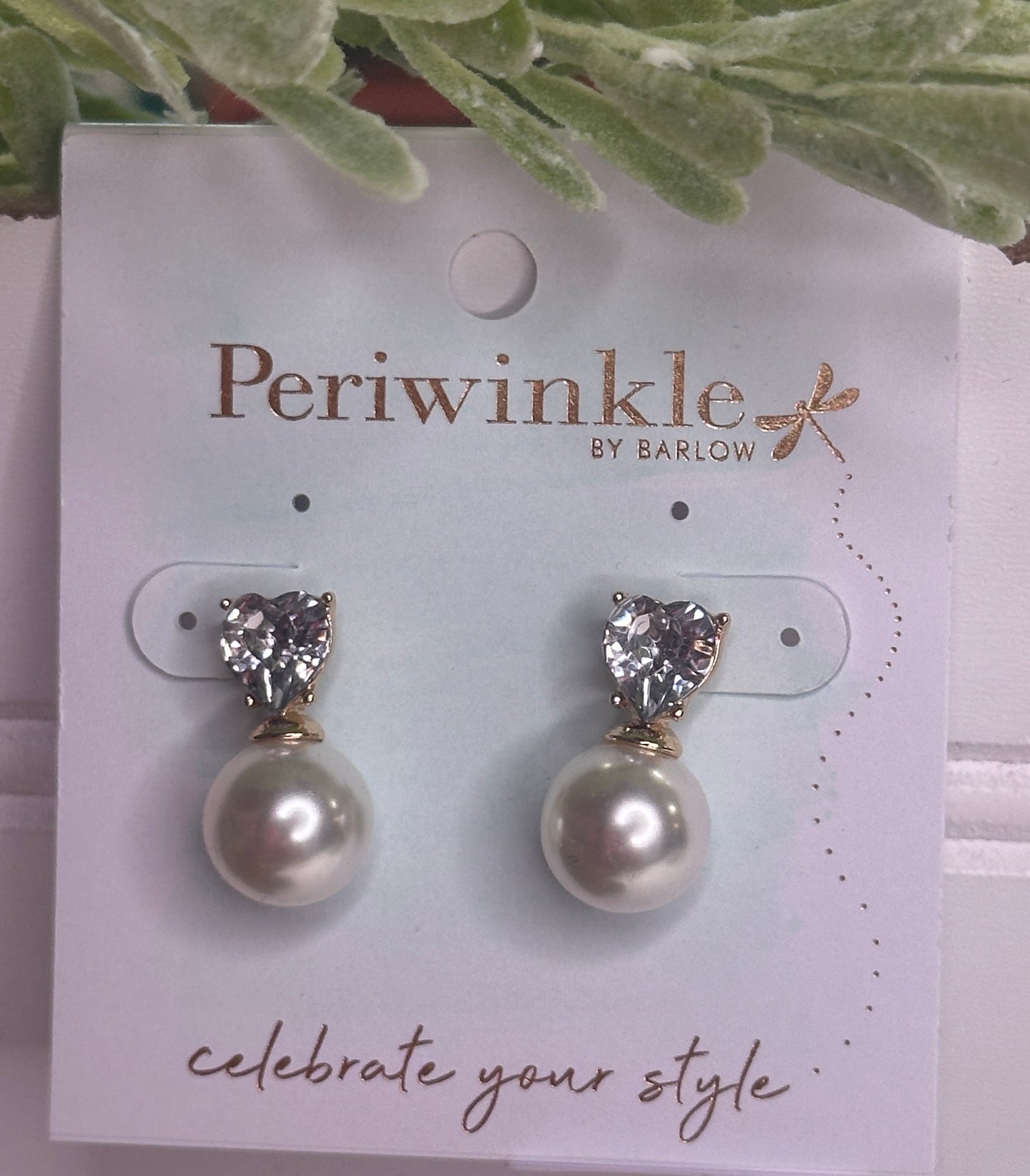 Heart Crystal with Pearl Earrings