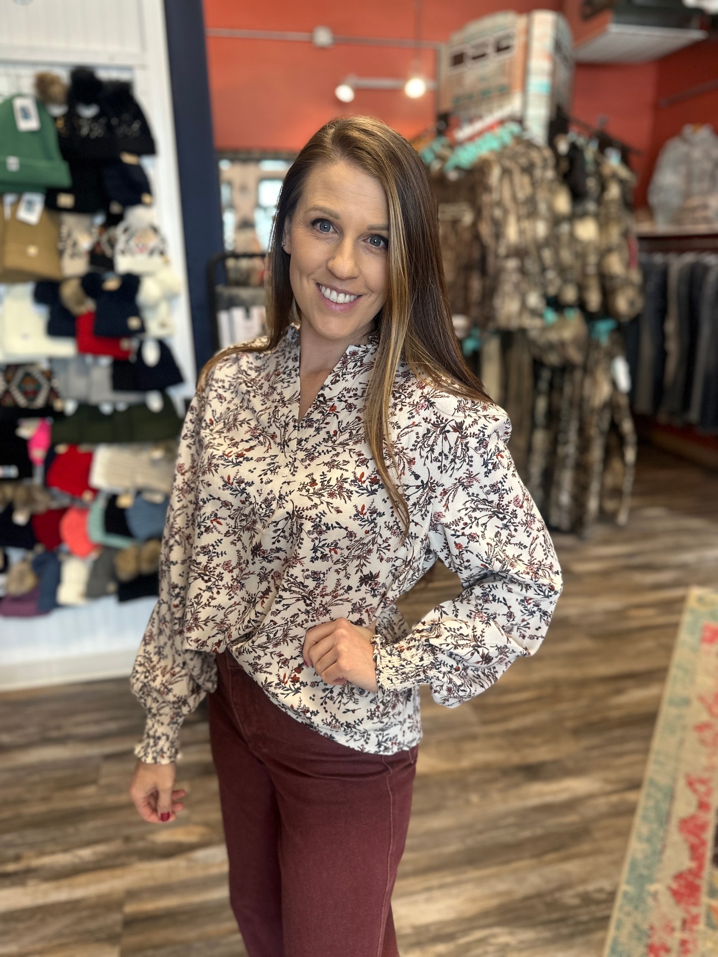 Ivory Floral Blouse
