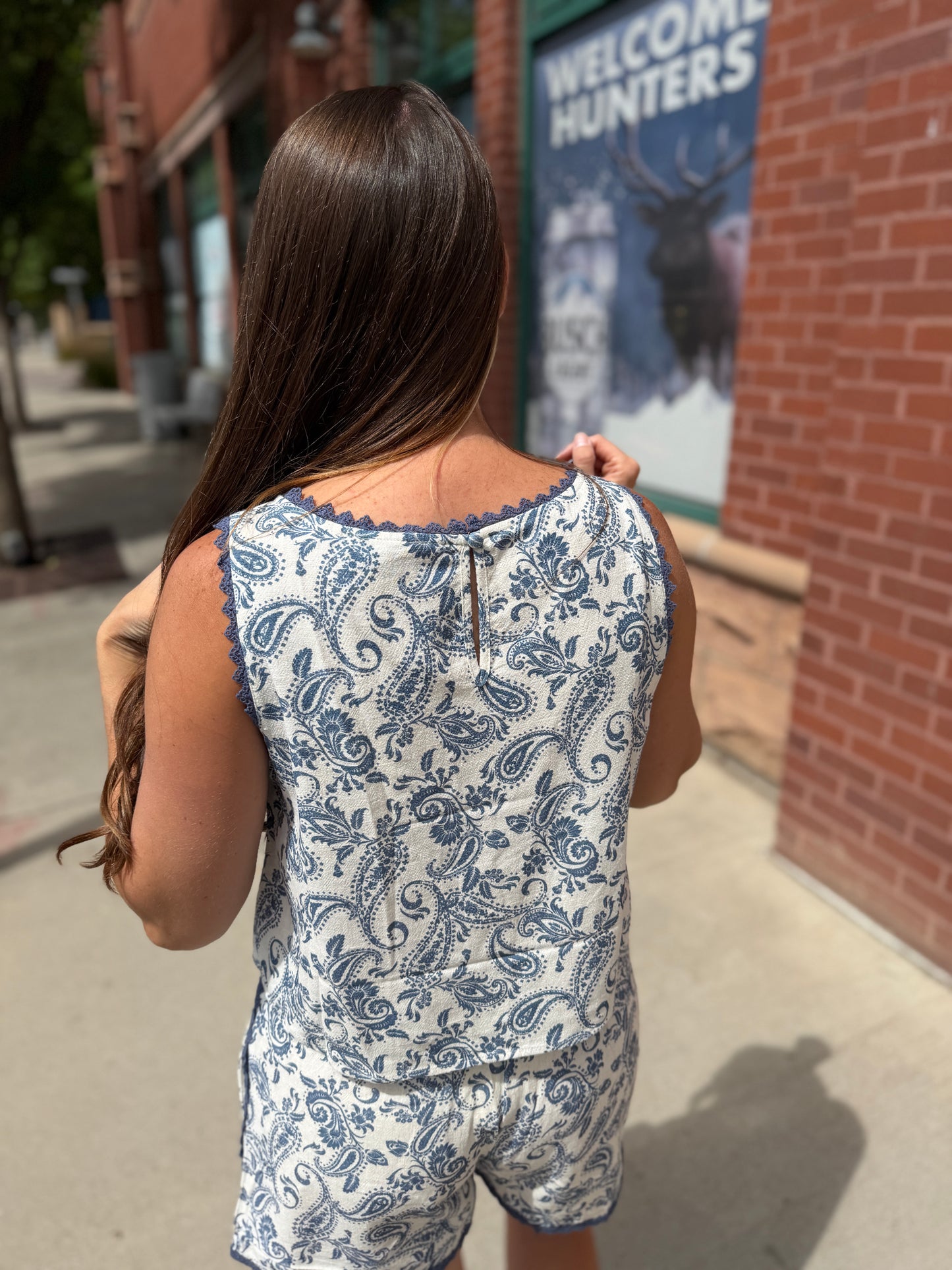 Paisley Linen Sleeveless Top
