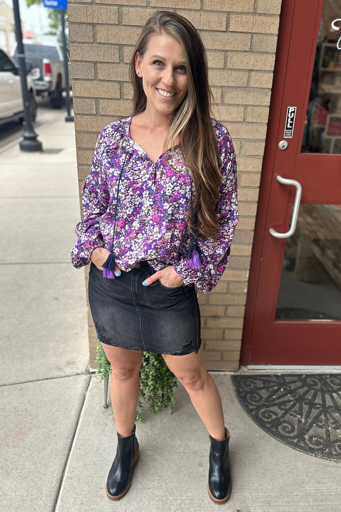 Purple Boho Flower Blouse