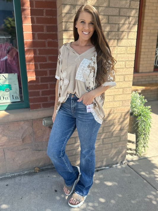 Crochet Oversized Short Sleeve Hoodie