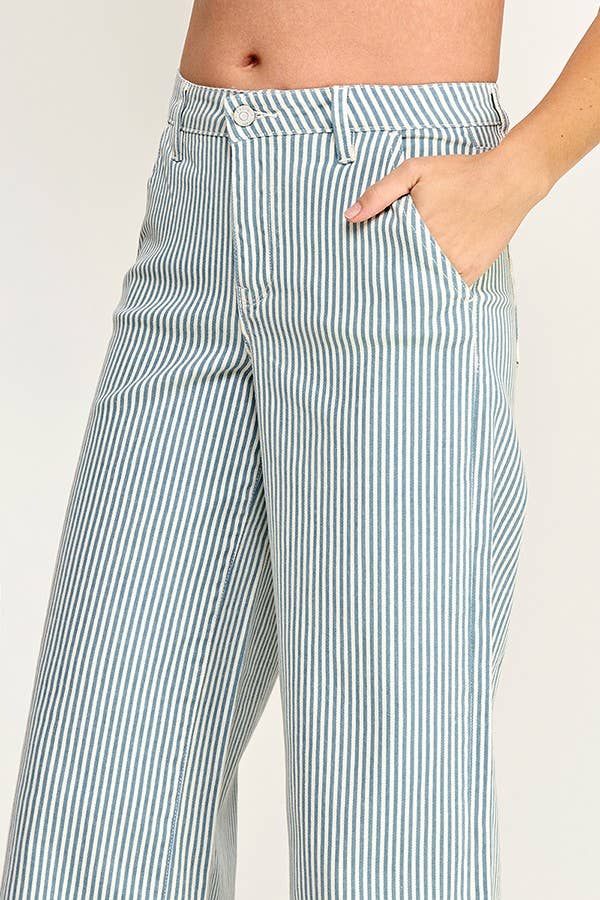 Blue Stripe Slim Palazzo Jeans