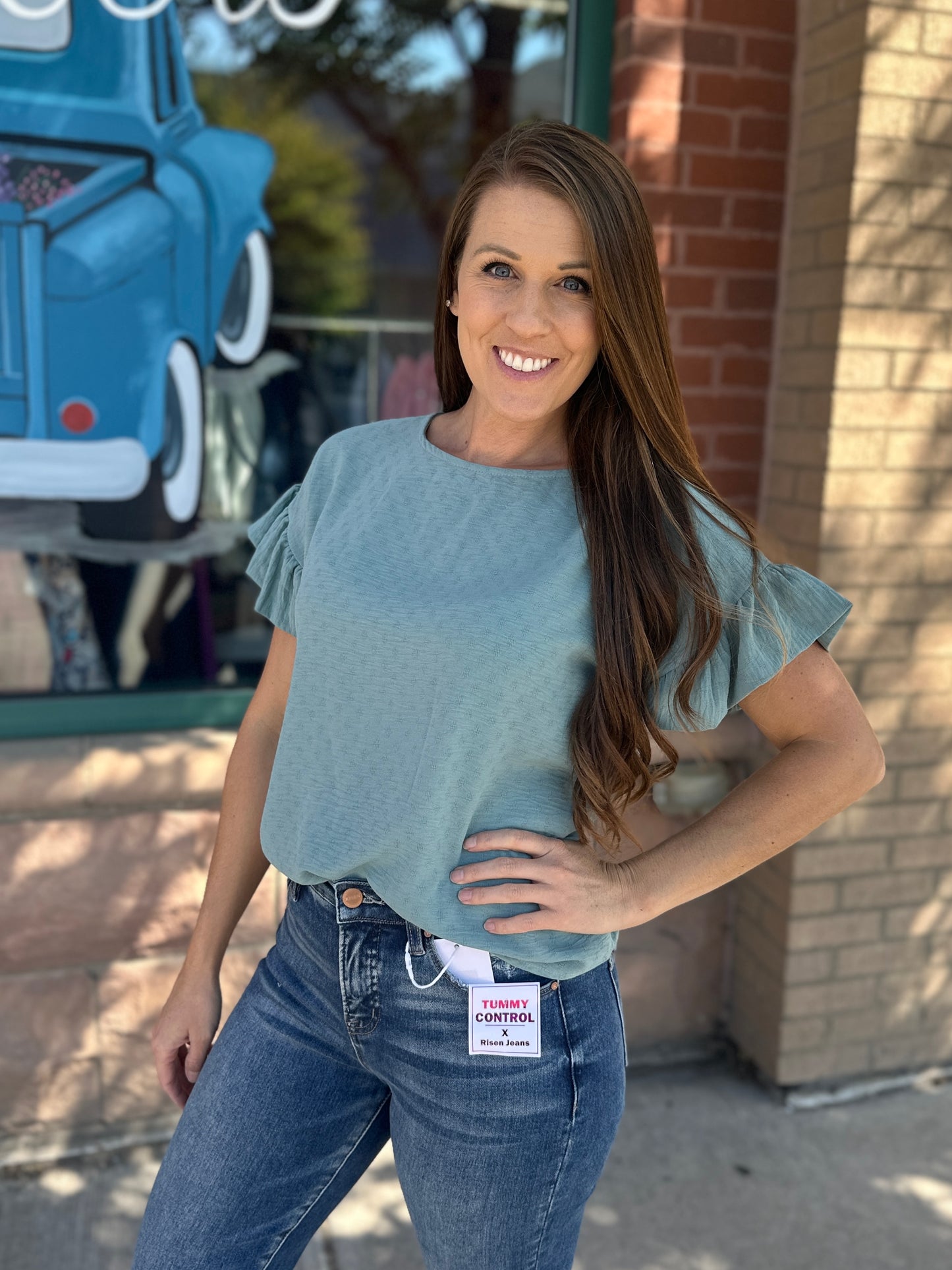Solid Ruffle Short Sleeve