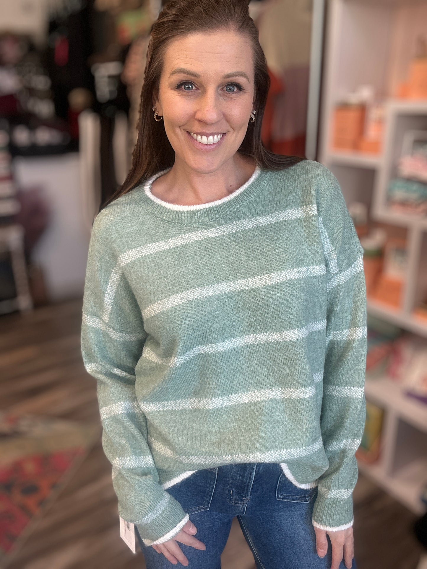 Sage Striped Sweater