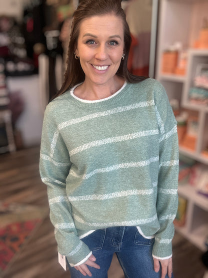 Sage Striped Sweater