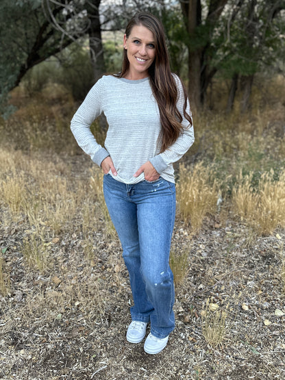Crew Neck Henley Long Sleeve