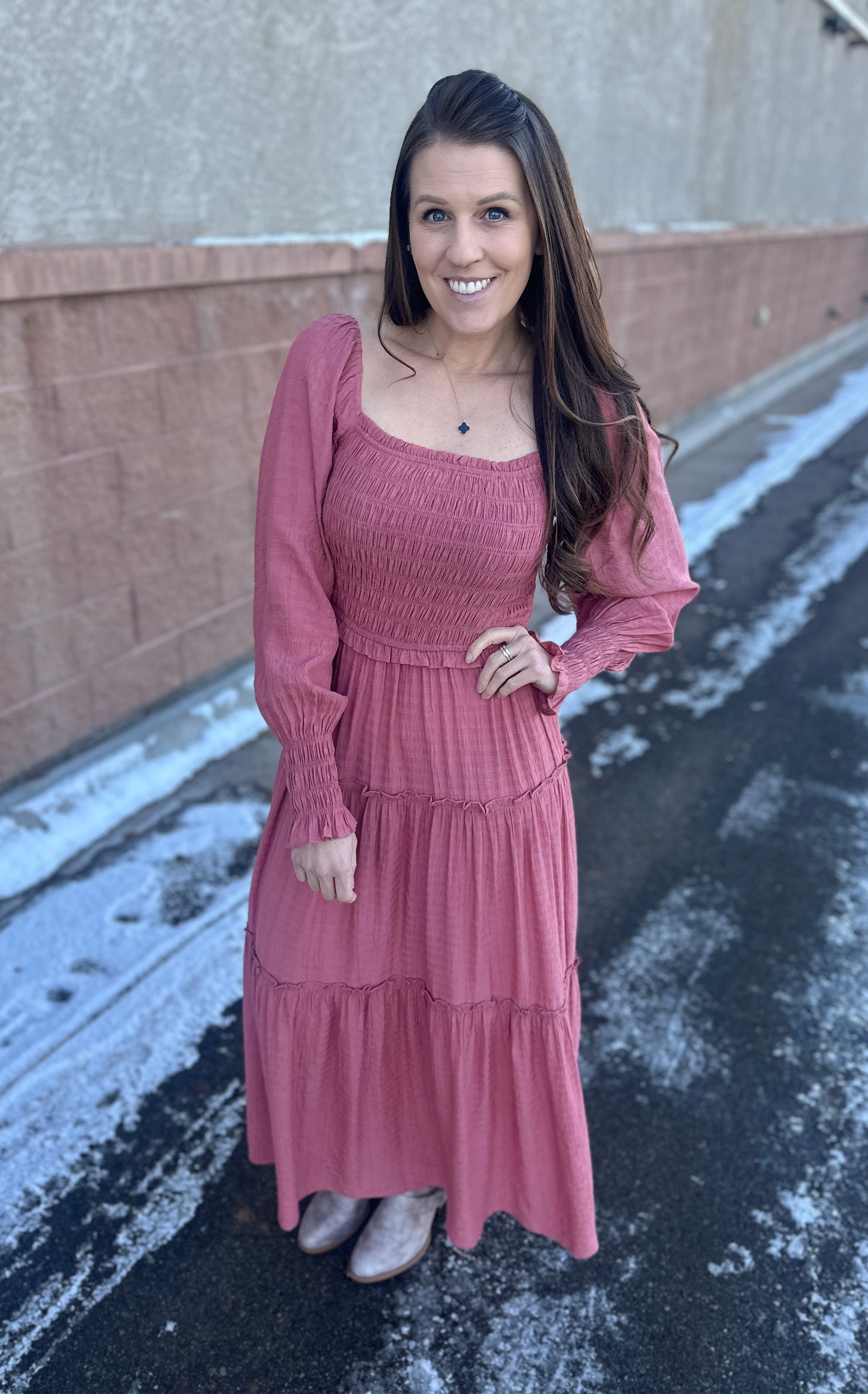 Smocked Ruffle Maxi Dress