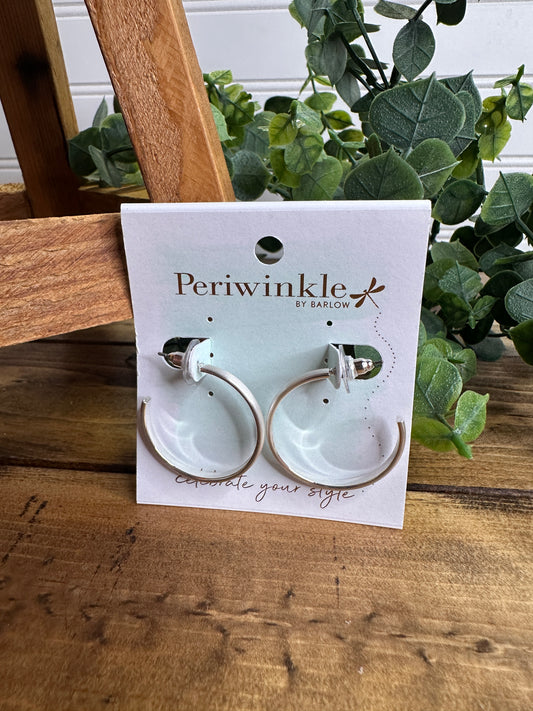 Brushed Silver Hoops