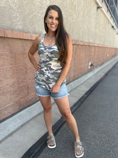 Camo and Button Tank